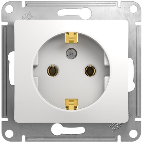 Розетка с заземлением без рамки Systeme Electric Glossa 1-м. белый картинка
